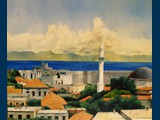 Oil, Towards The Harbour, Rhodes. 50 x 60cm